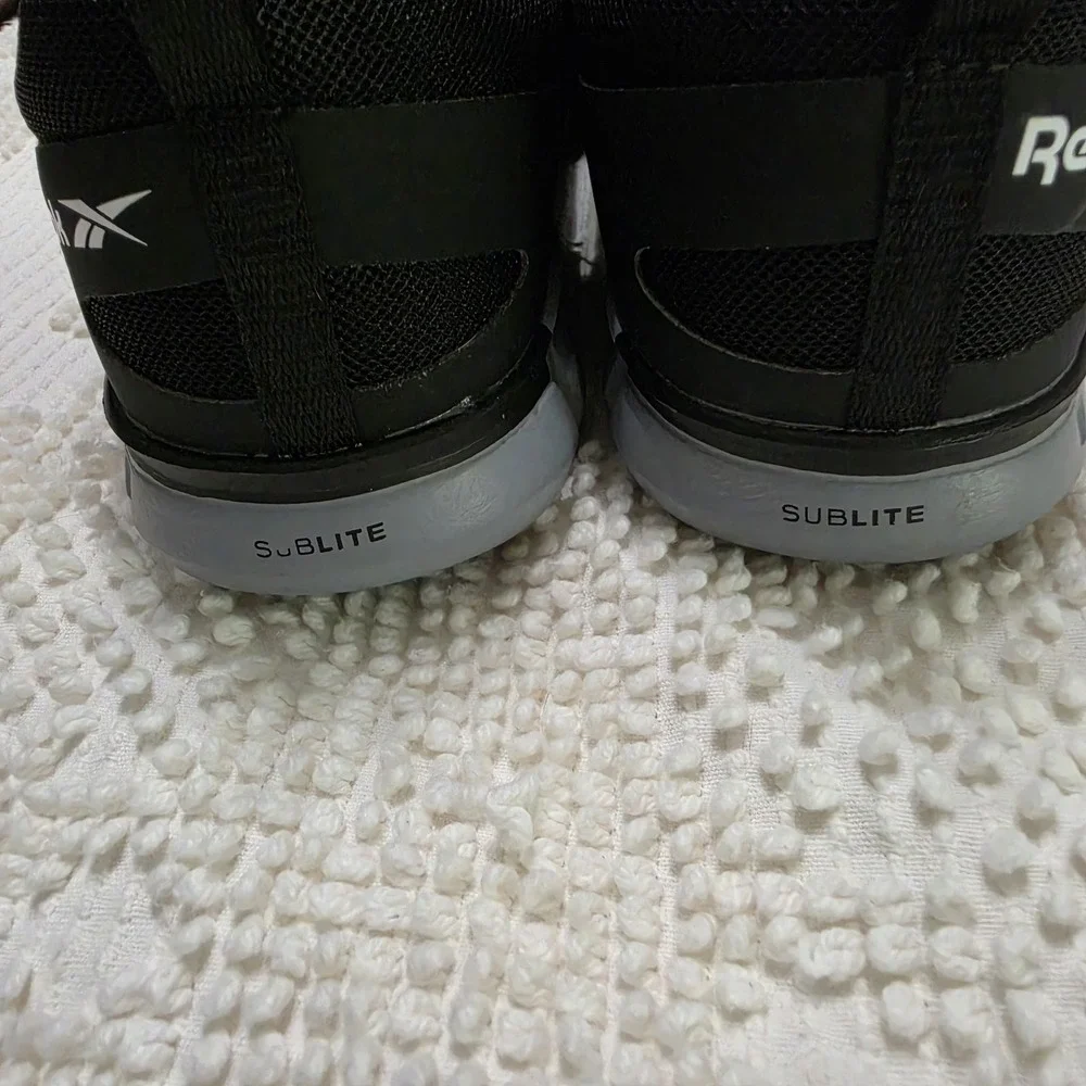 Reebok Sublite Mens 7.5 Alloy Safety Toe Work Shoes Black Slip Resist Electrical